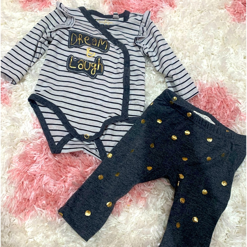Jessica Simpson onesie and leggings set 0-3m